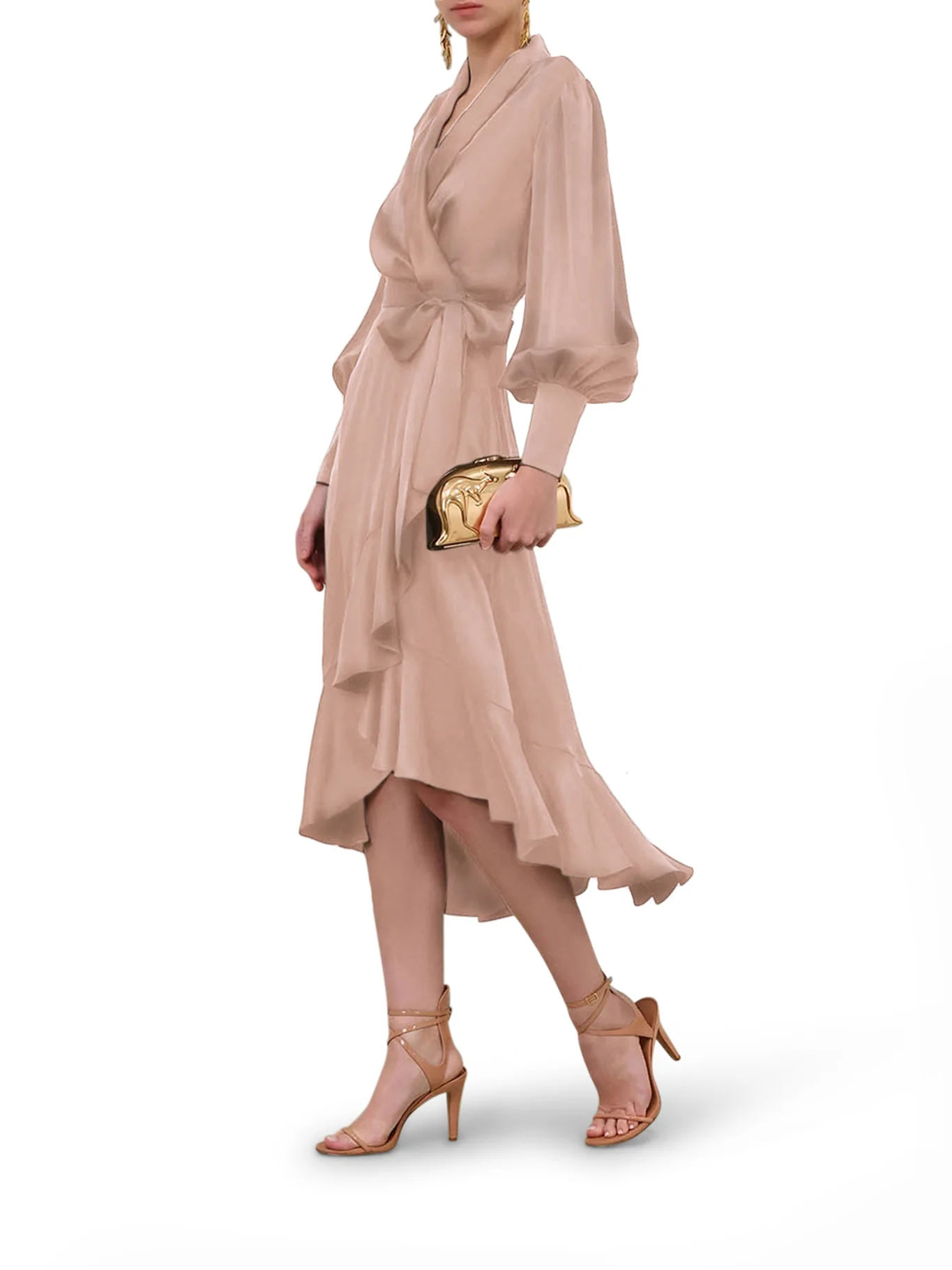 SILK WRAP MIDI DRESS - Image 3